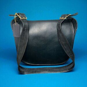 VTG Coach Shoulder Bag 9170 Navy Leather Brass Crossbody Early 80s NYC + Hangtag